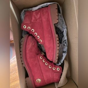 Kids red timberland boots size 13c